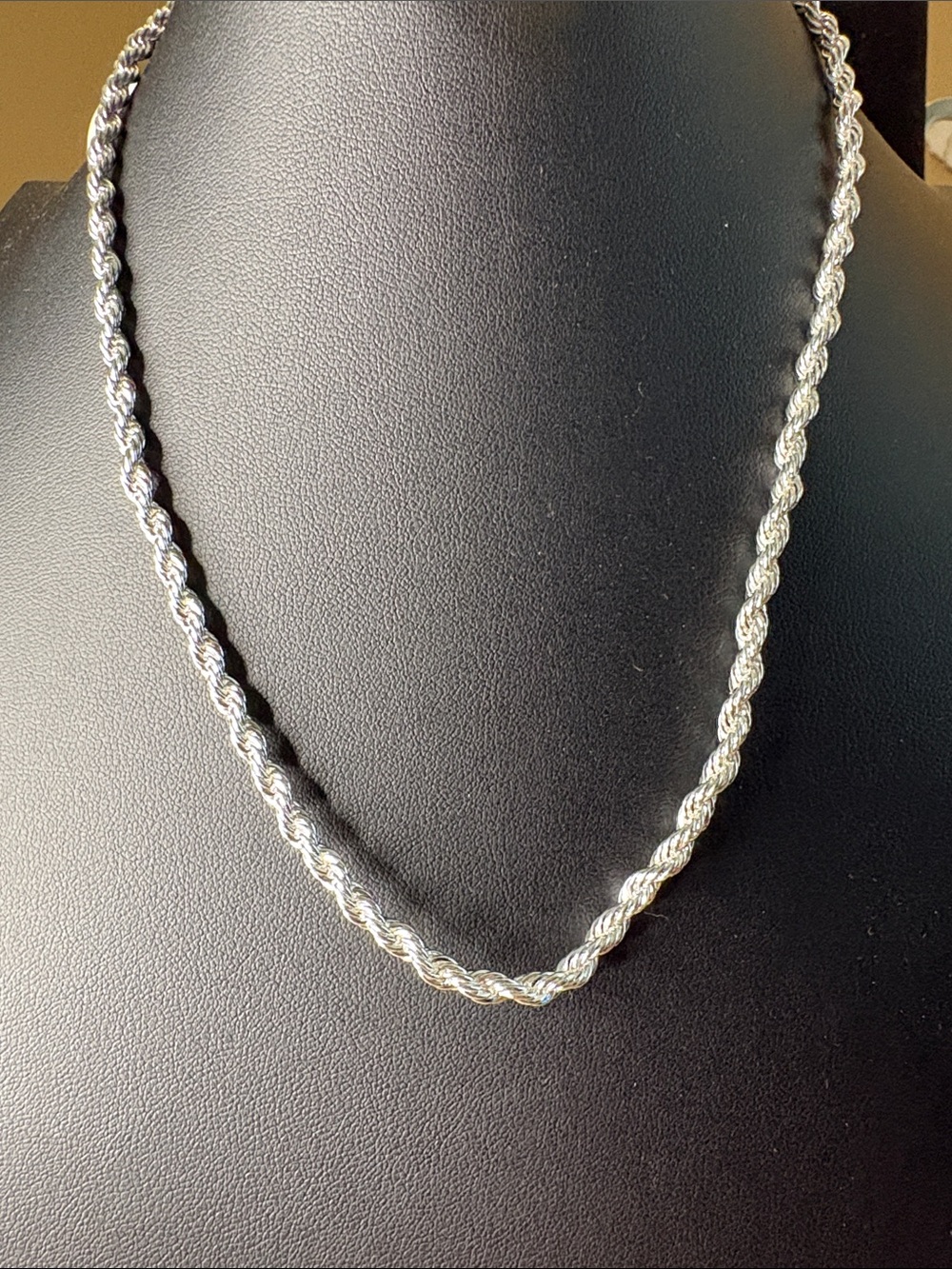 Sterling Silver Rope Chain Necklace - Silver 16”